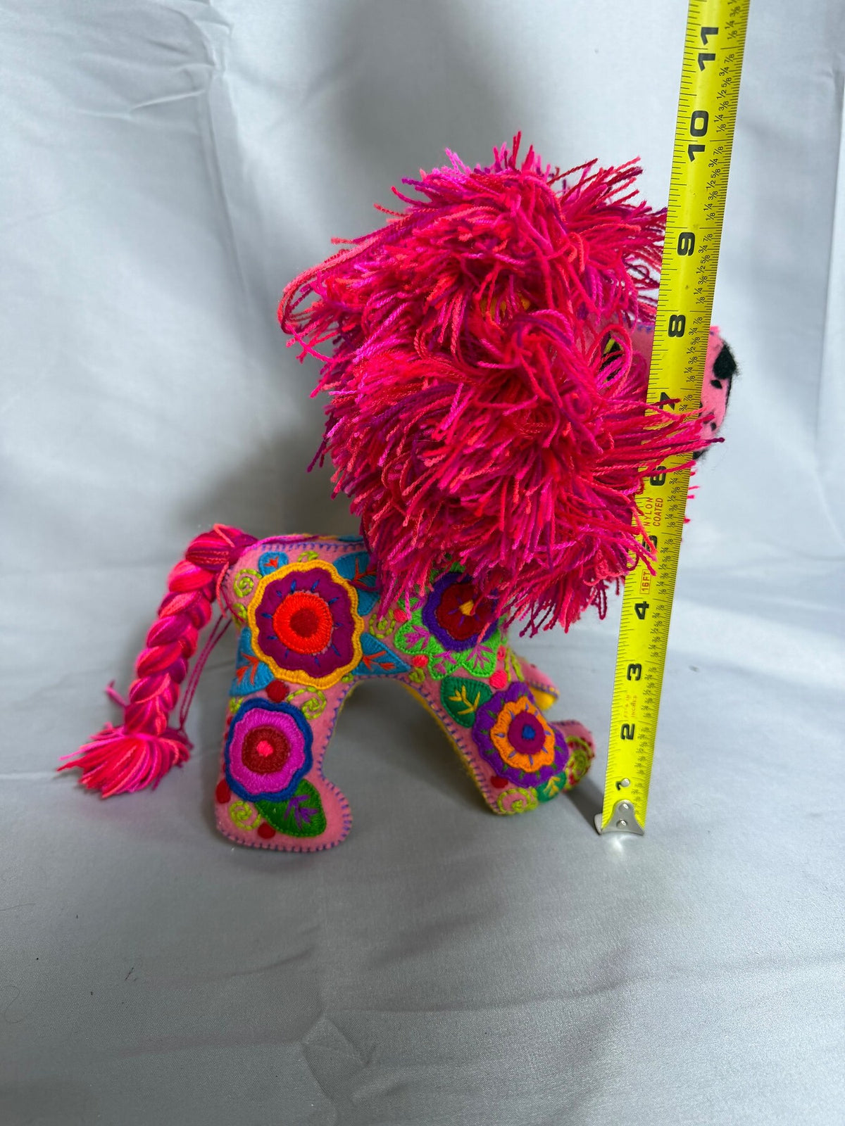 Handmade Pink Embroidered Lion Plush Stuffed Animal Toy photo 7