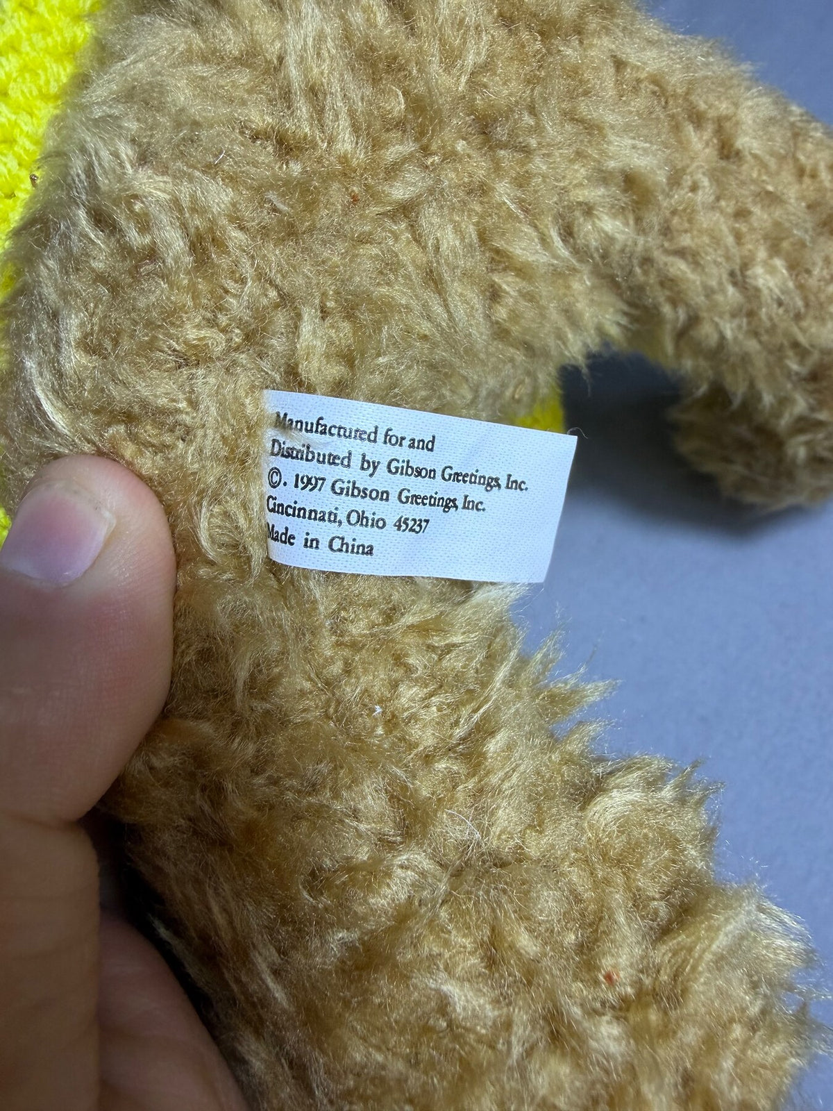 Vintage Gibson Greetings Brown Plush Rabbit Yellow Sweater 1997 photo 7