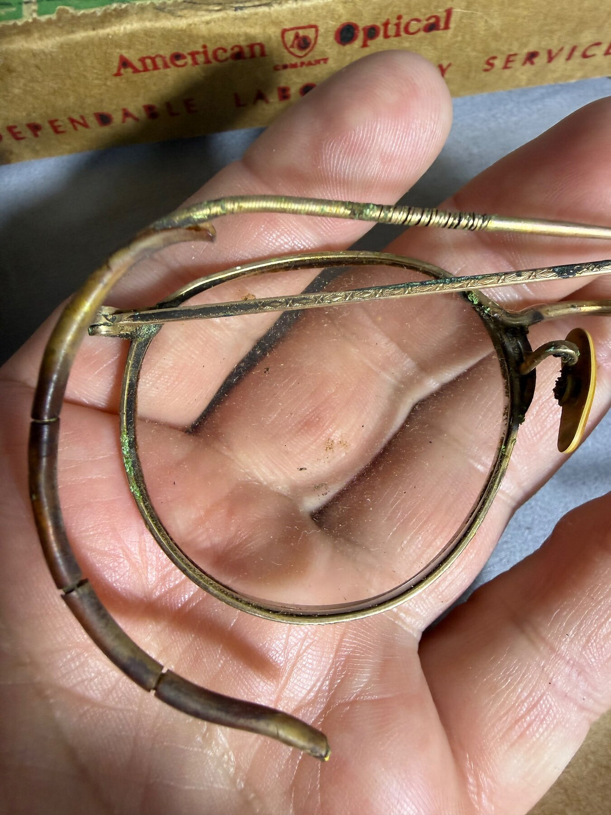 Vintage American Optical 1/10 12K GF Round Eyeglasses w/ Box & Mailer photo 7