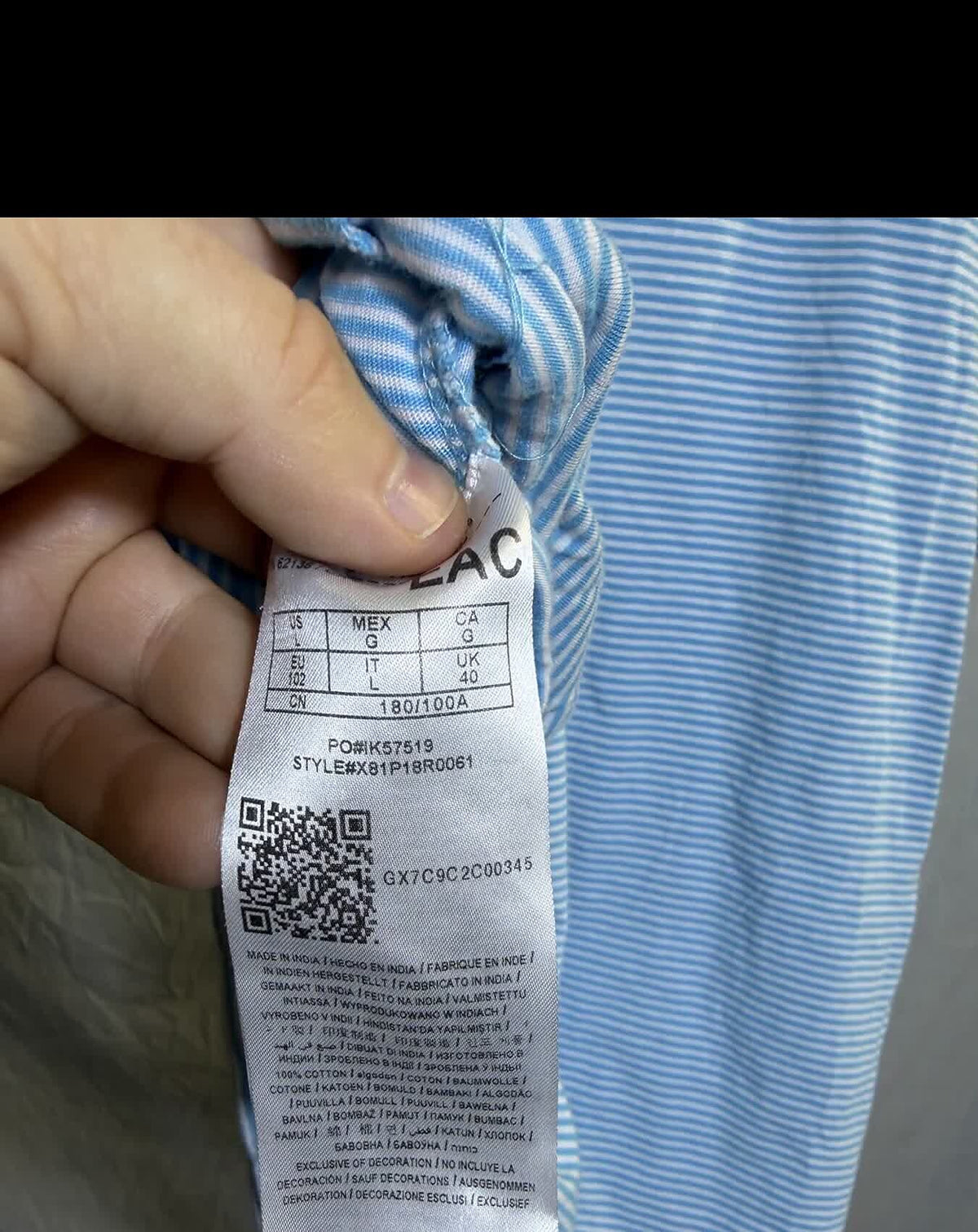 GUESS Men's Blue & White Striped Pocket T-Shirt Size L - Wormhole Thrift