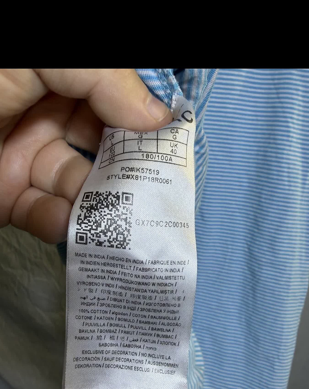 GUESS Men's Blue & White Striped Pocket T-Shirt Size L - Wormhole Thrift