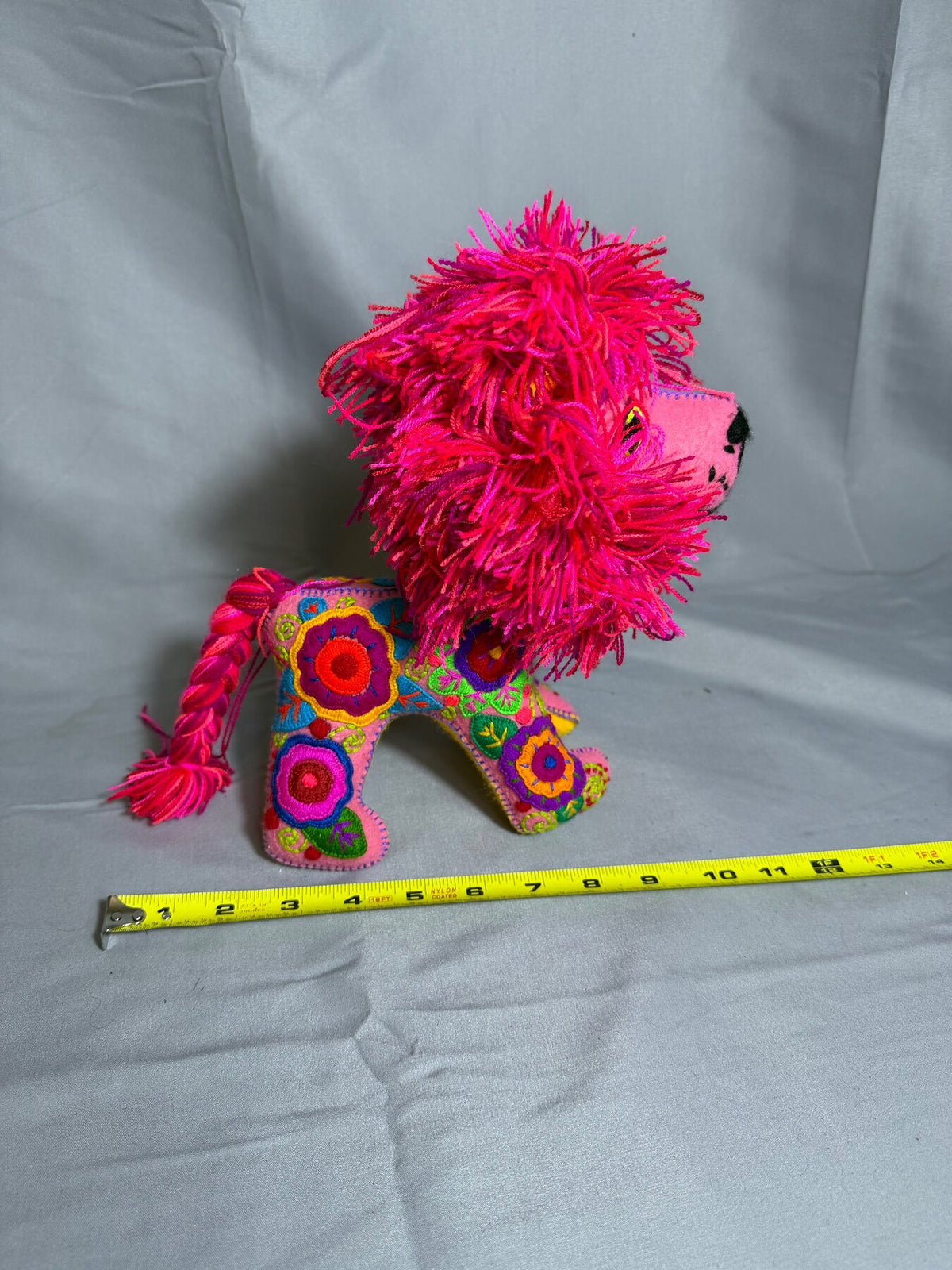 Handmade Pink Embroidered Lion Plush Stuffed Animal Toy photo 8