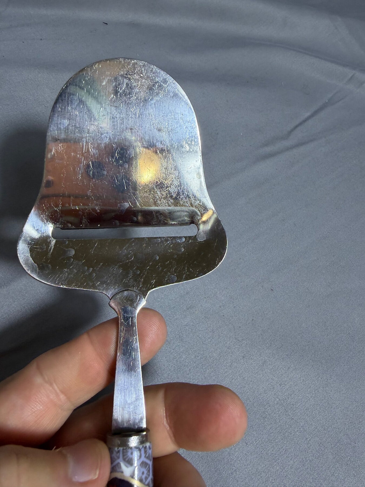 Vintage Stainless Steel Cheese Slicer with Floral Ceramic Handle Japan photo 8