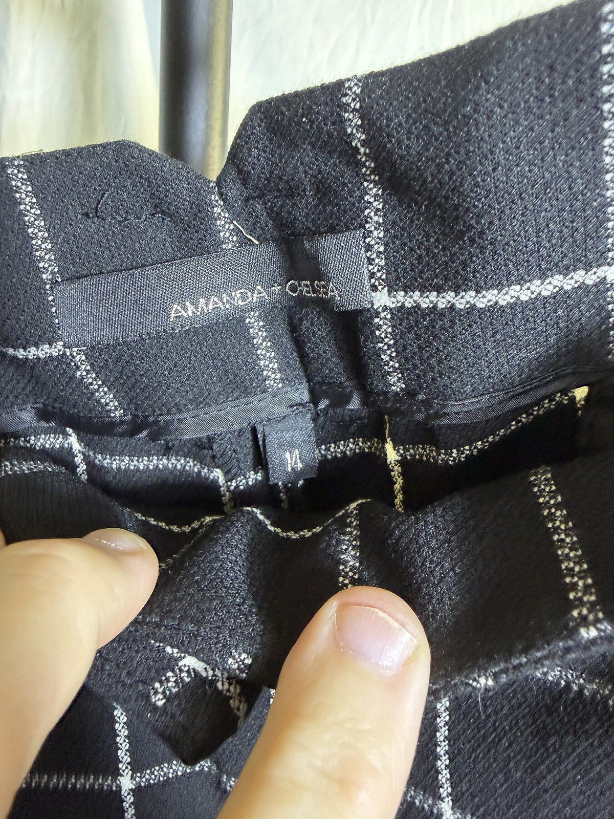 AMANDA CHELSEA Women's Black & White Plaid Pants Size 14 - Wormhole Thrift