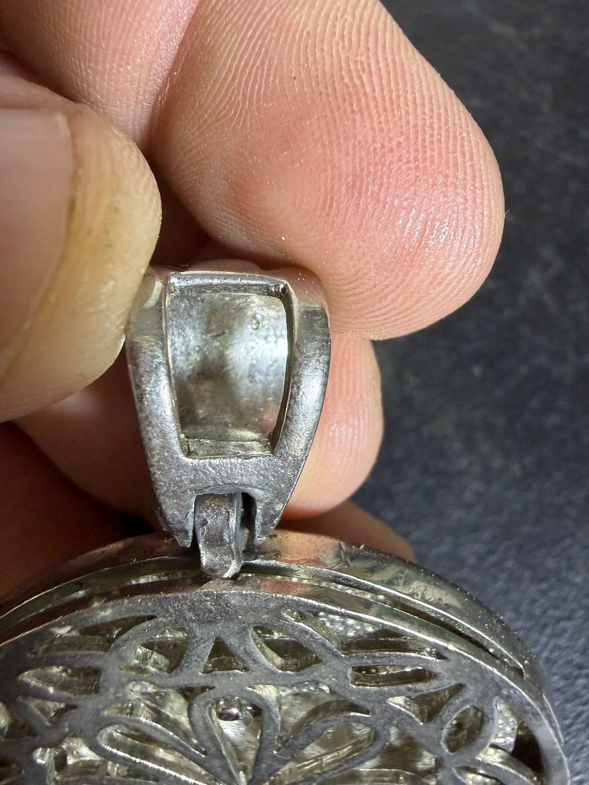 Vintage Large Silver Tone Jesus Piece Rhinestone Pendant - Wormhole Thrift