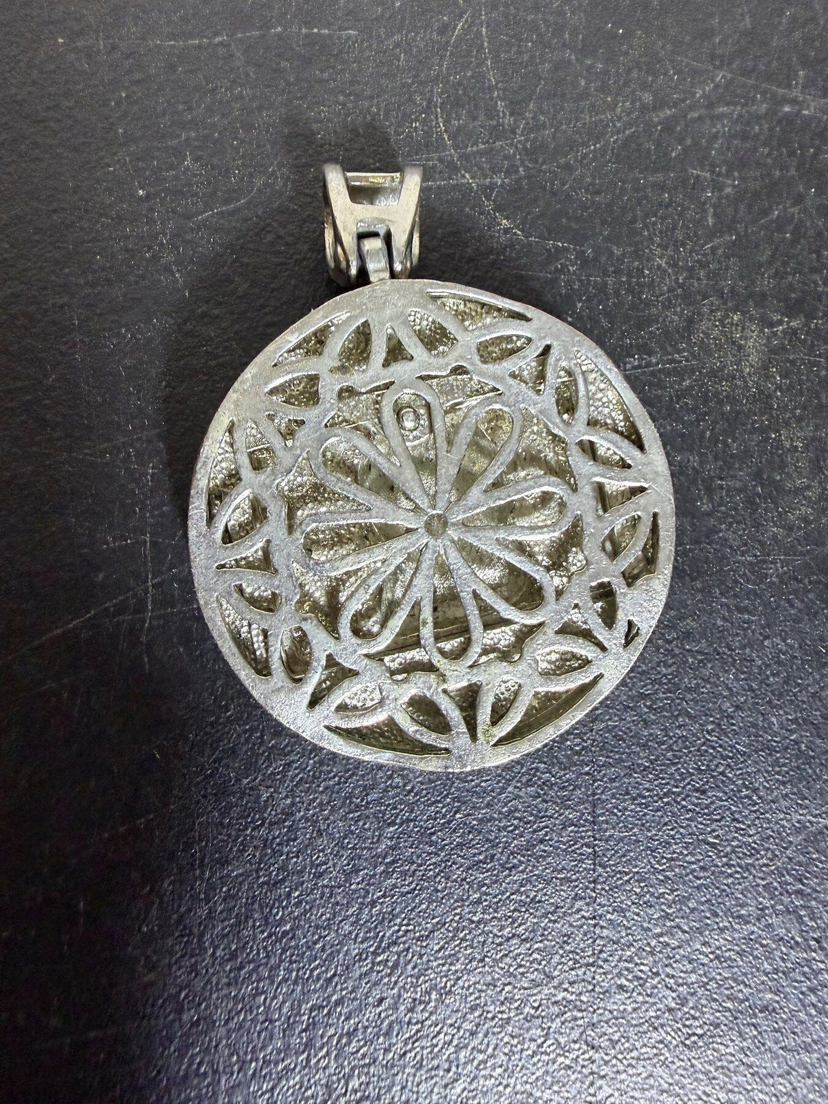 Vintage Large Silver Tone Jesus Piece Rhinestone Pendant - Wormhole Thrift