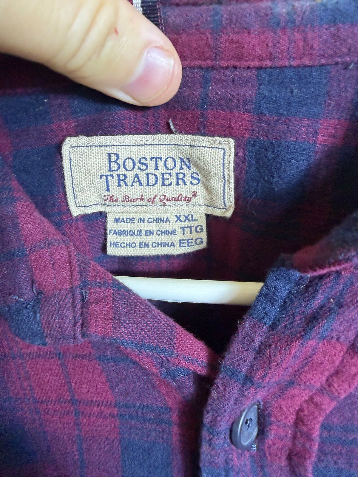 Vintage Boston Traders Men's XXL Red Blue Plaid Flannel Shirt - Wormhole Thrift