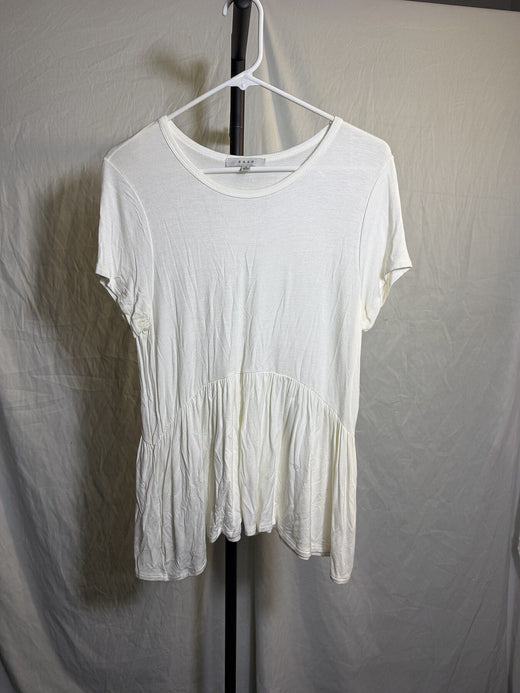 gaze Women's White Rayon Blend Peplum Top Size M - Wormhole Thrift