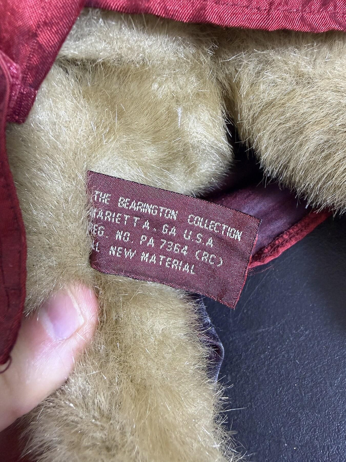 Bearington Collection Plush Teddy Bear in Burgundy Dress & Hat - Wormhole Thrift