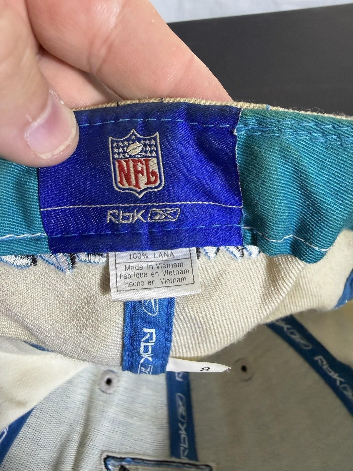 Vintage Carolina Panthers Reebok NFL Wool Baseball Cap Size 8 - Wormhole Thrift