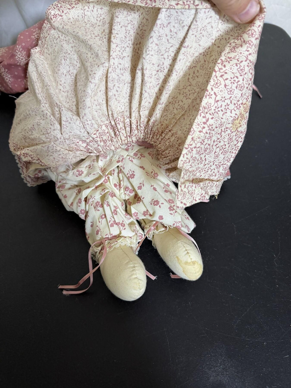 Handmade Cloth Rabbit Doll Pink Floral Dress - Wormhole Thrift