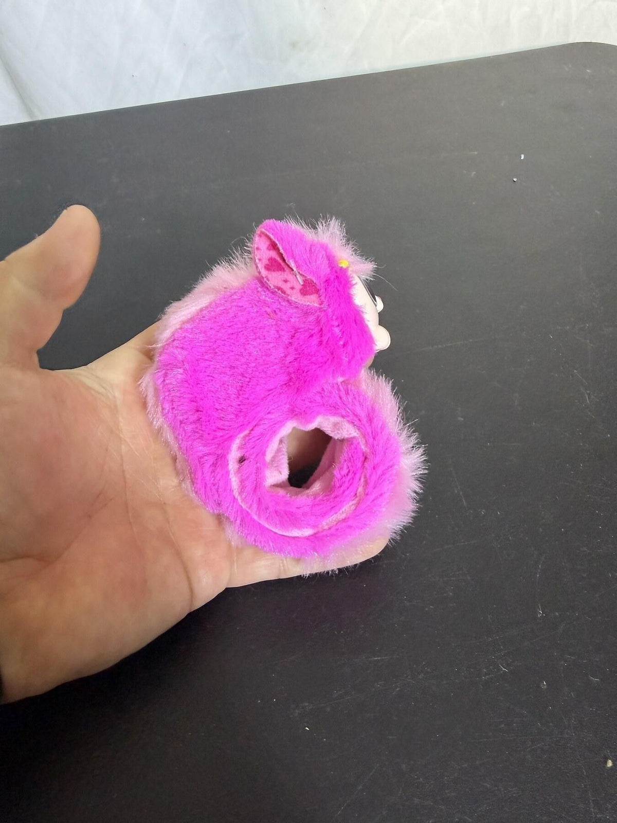 Big-Eyed Pink Plush Animal with Wearable Loop/Cuff - Wormhole Thrift