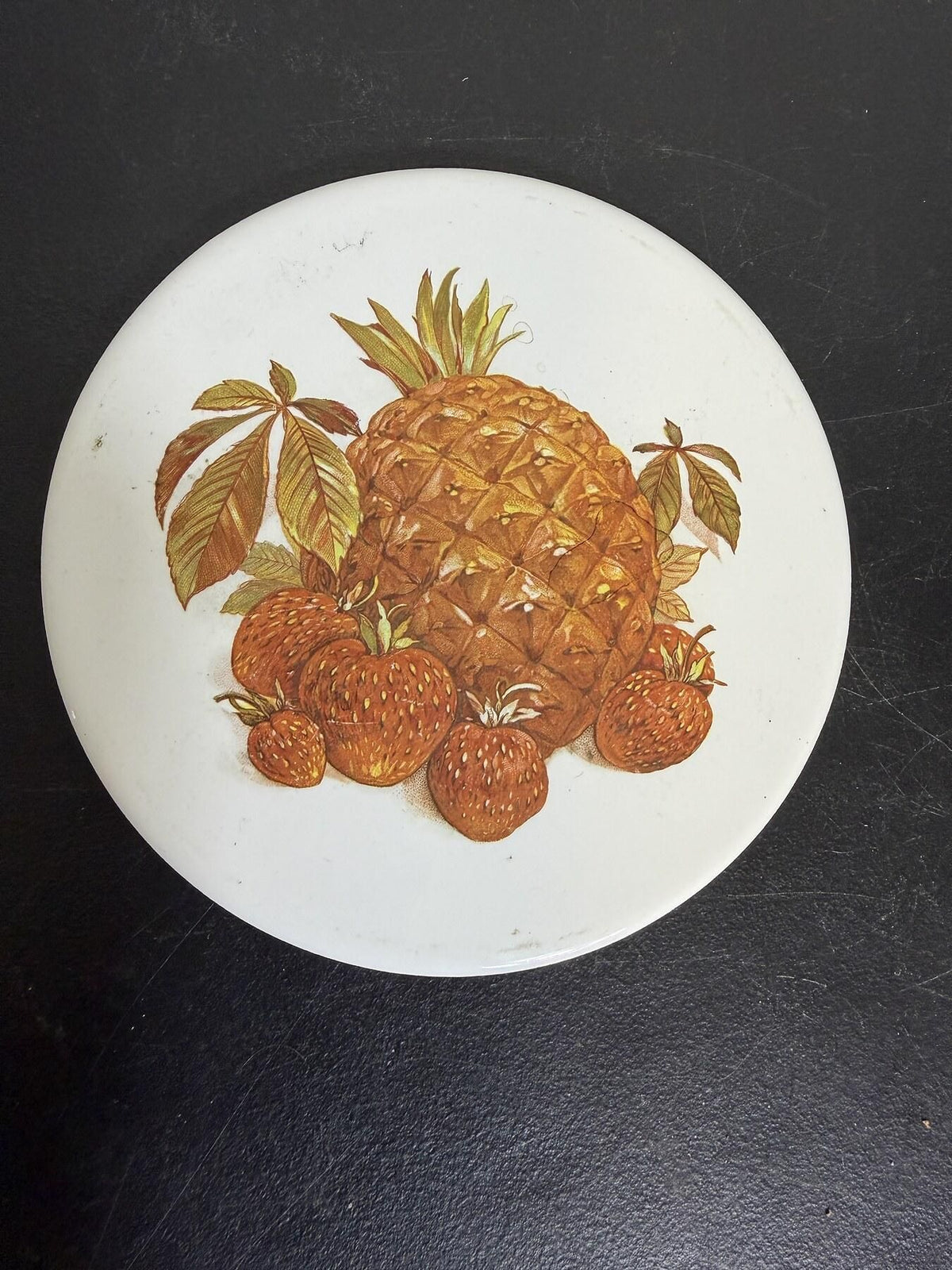 Mid-State Ceramic Pineapple & Strawberry Fruit Trivet 6" - Wormhole Thrift