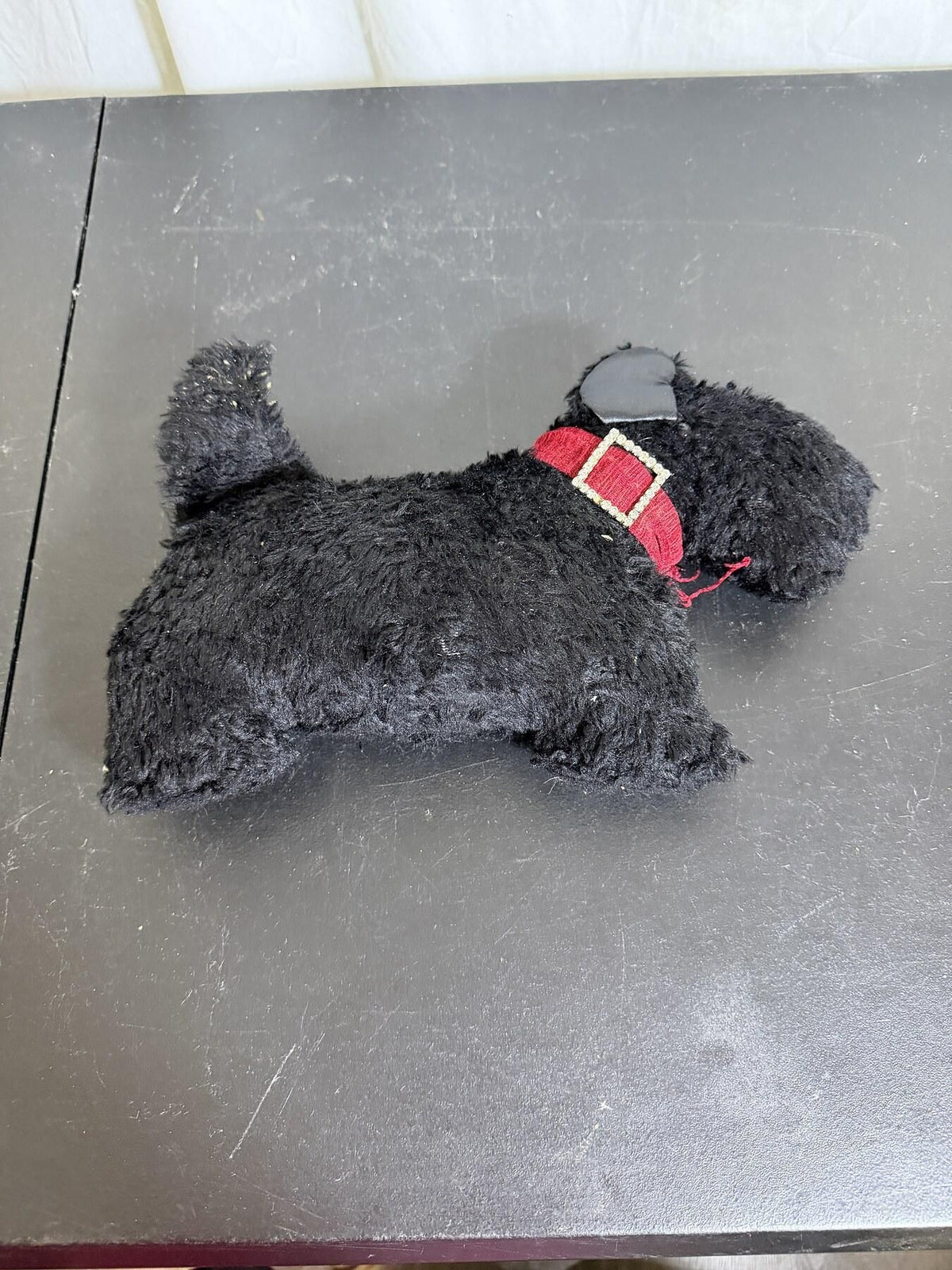 COMPOOF Black Scottish Terrier Plush Dog Toy w/ Red Collar 2010 - Wormhole Thrift