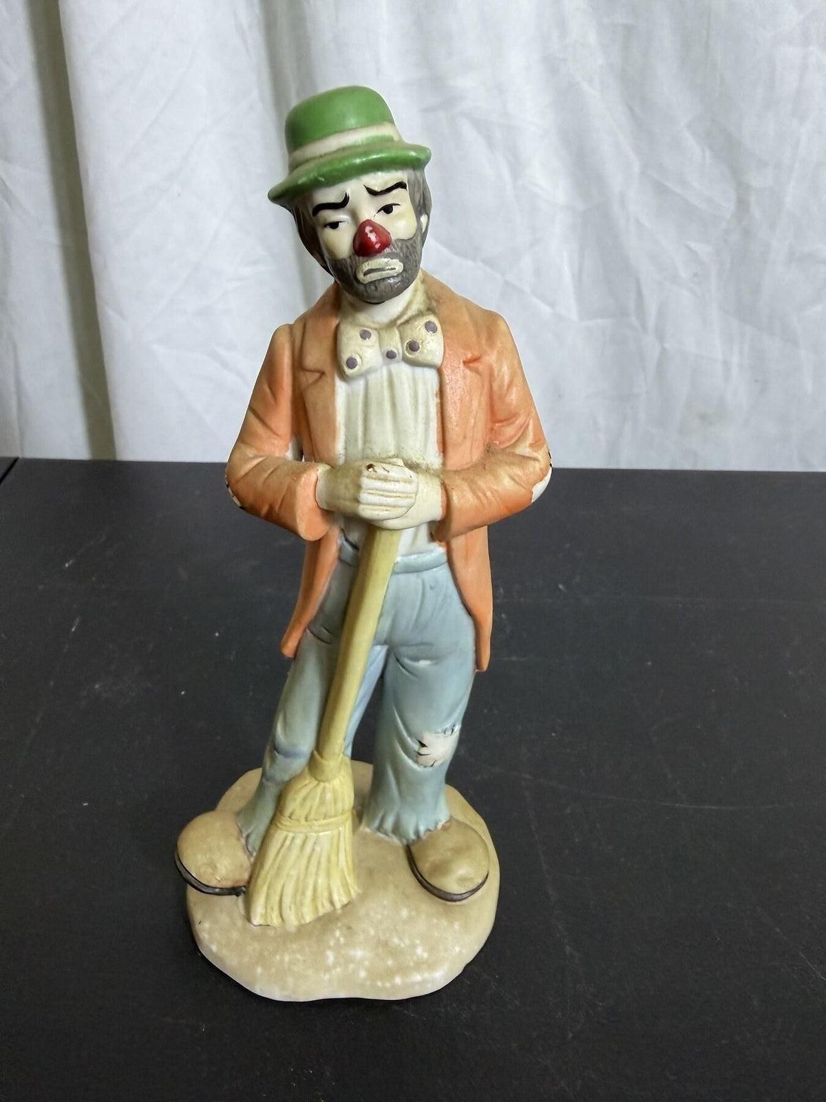 Emmett Kelly Jr. Clown Figurine with Broom - Flambro Taiwan - Wormhole Thrift