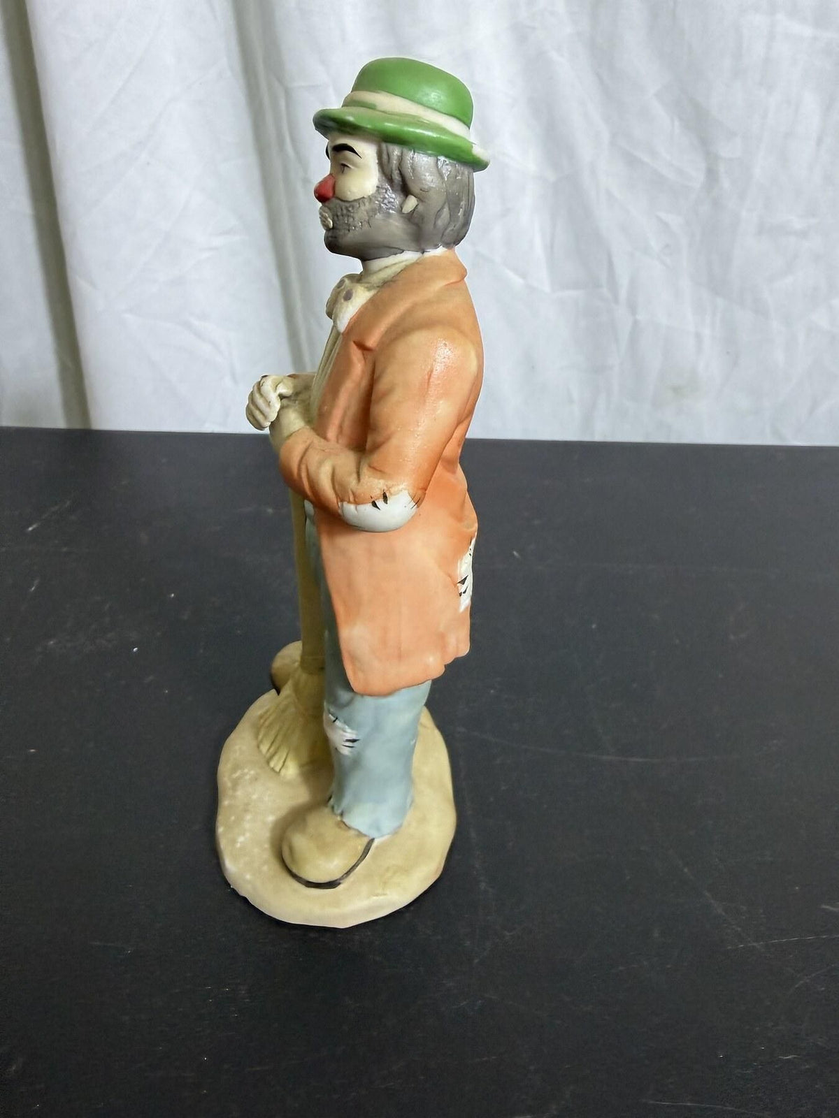 Emmett Kelly Jr. Clown Figurine with Broom - Flambro Taiwan - Wormhole Thrift