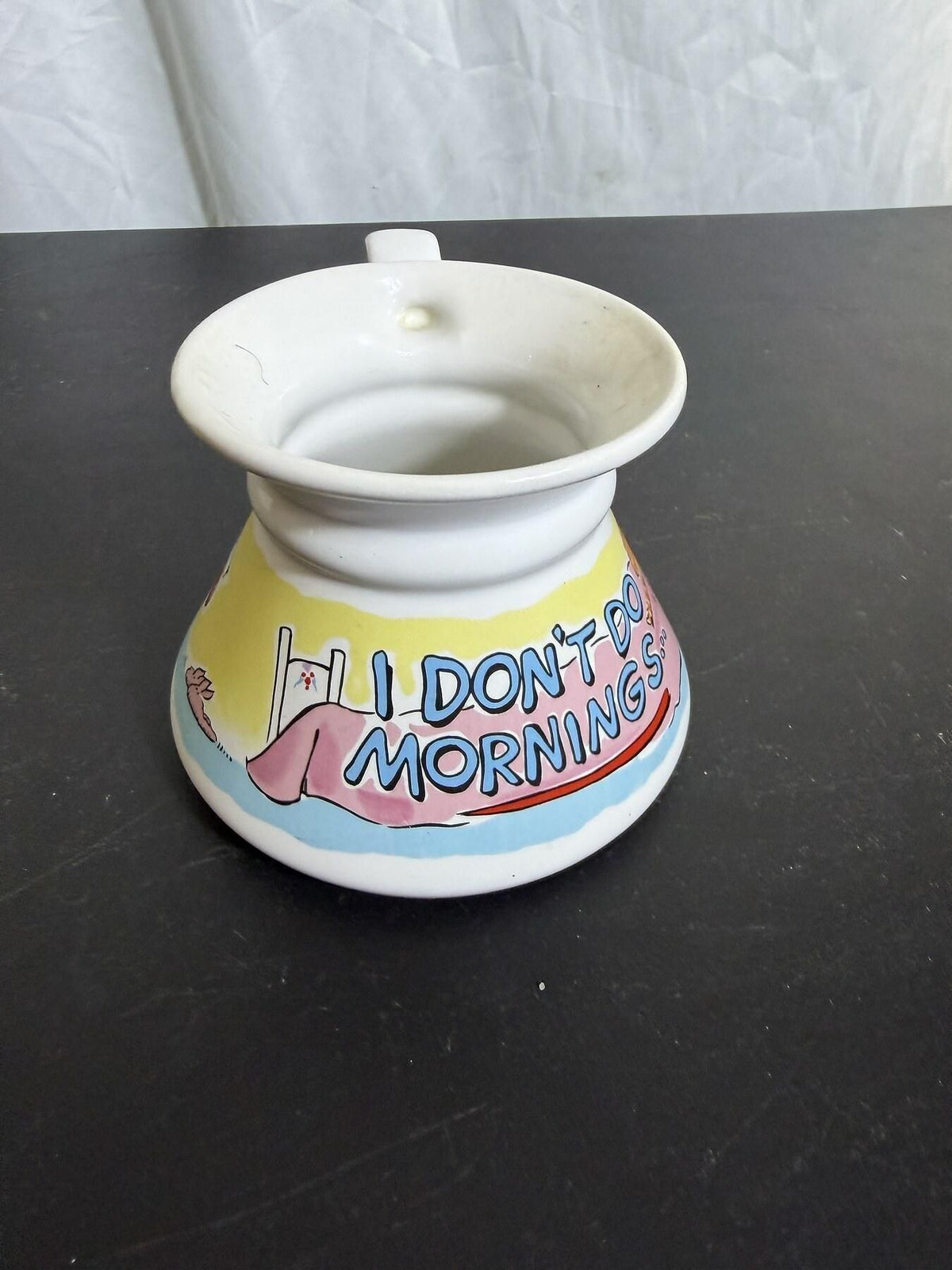 Vintage Ceramic Mug "I DON'T DO MORNINGS..." Cat Dog Blair Signed - Wormhole Thrift