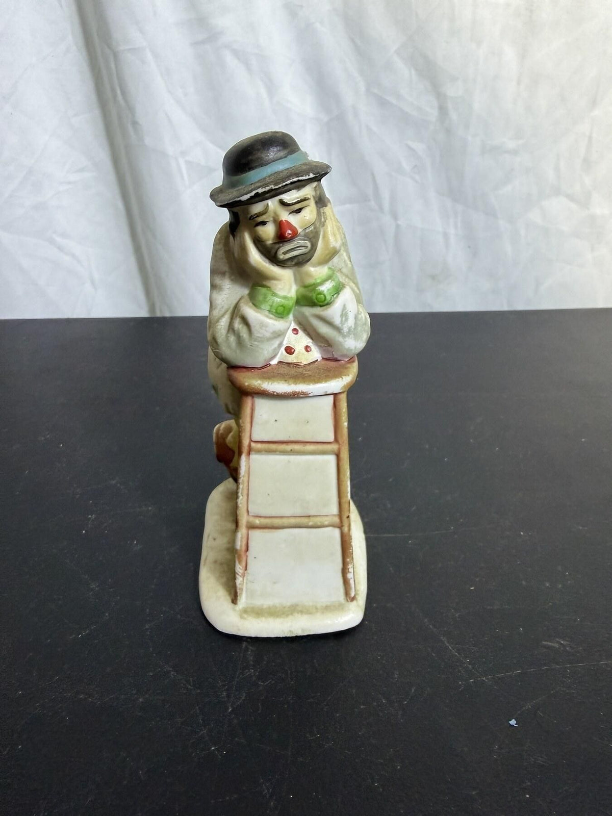 Vintage Emmett Kelly Jr. Flambro Sad Clown Figurine on Ladder - Wormhole Thrift