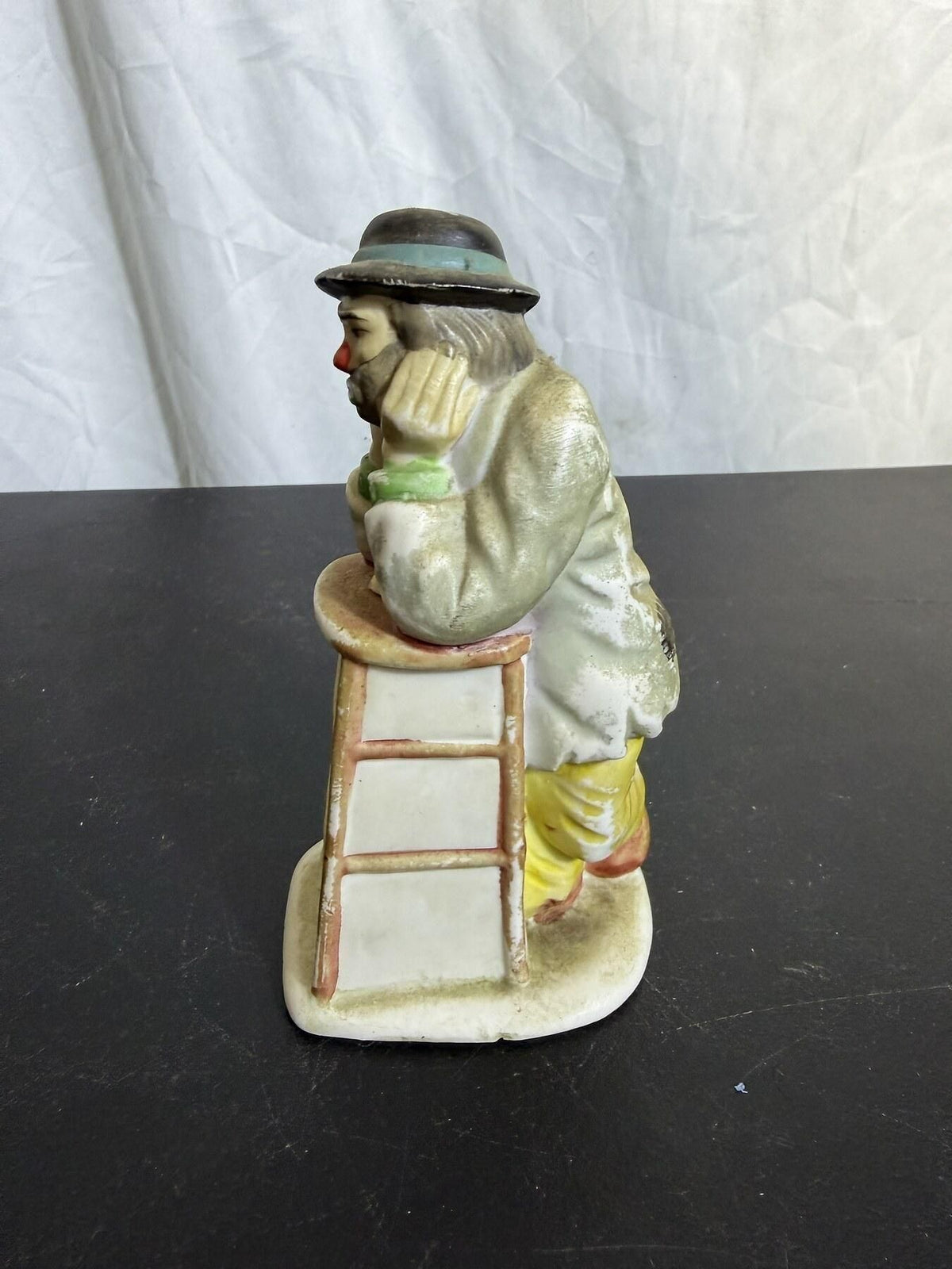 Vintage Emmett Kelly Jr. Flambro Sad Clown Figurine on Ladder - Wormhole Thrift