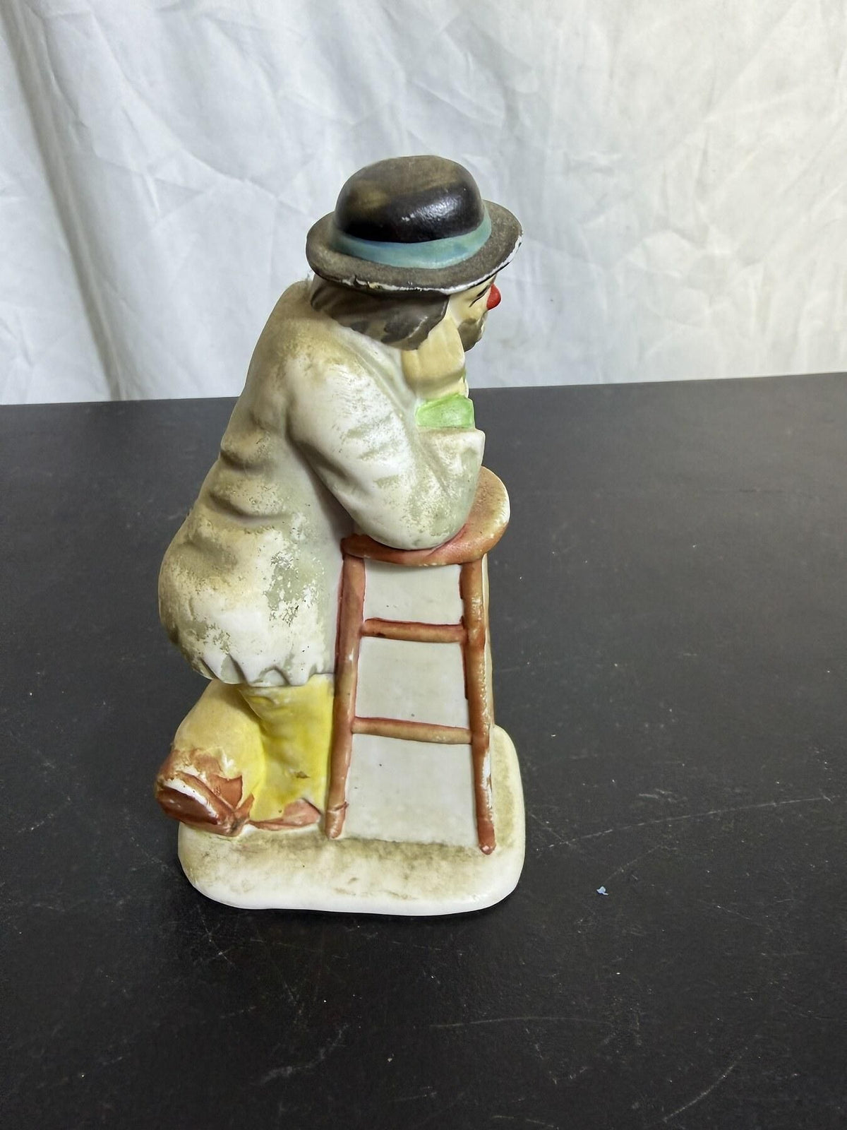 Vintage Emmett Kelly Jr. Flambro Sad Clown Figurine on Ladder - Wormhole Thrift