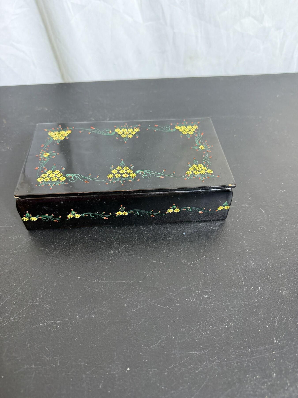 Vintage Thaipan Black Lacquer Floral Box Made in Thailand - Wormhole Thrift
