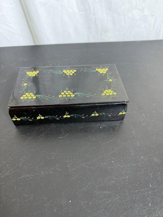 Vintage Thaipan Black Lacquer Floral Box Made in Thailand - Wormhole Thrift