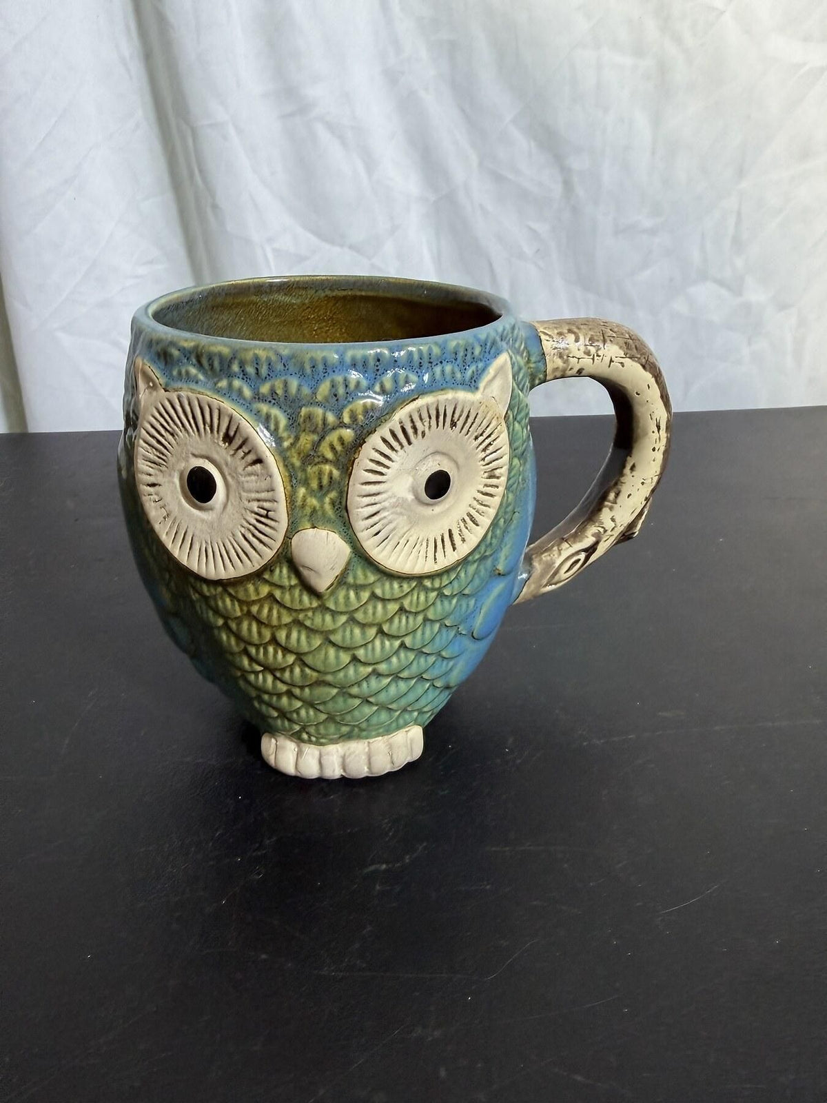 PACIFICA HOME-DESIGN 2002 Reactive Owl Ceramic Mug Blue-Green - Wormhole Thrift