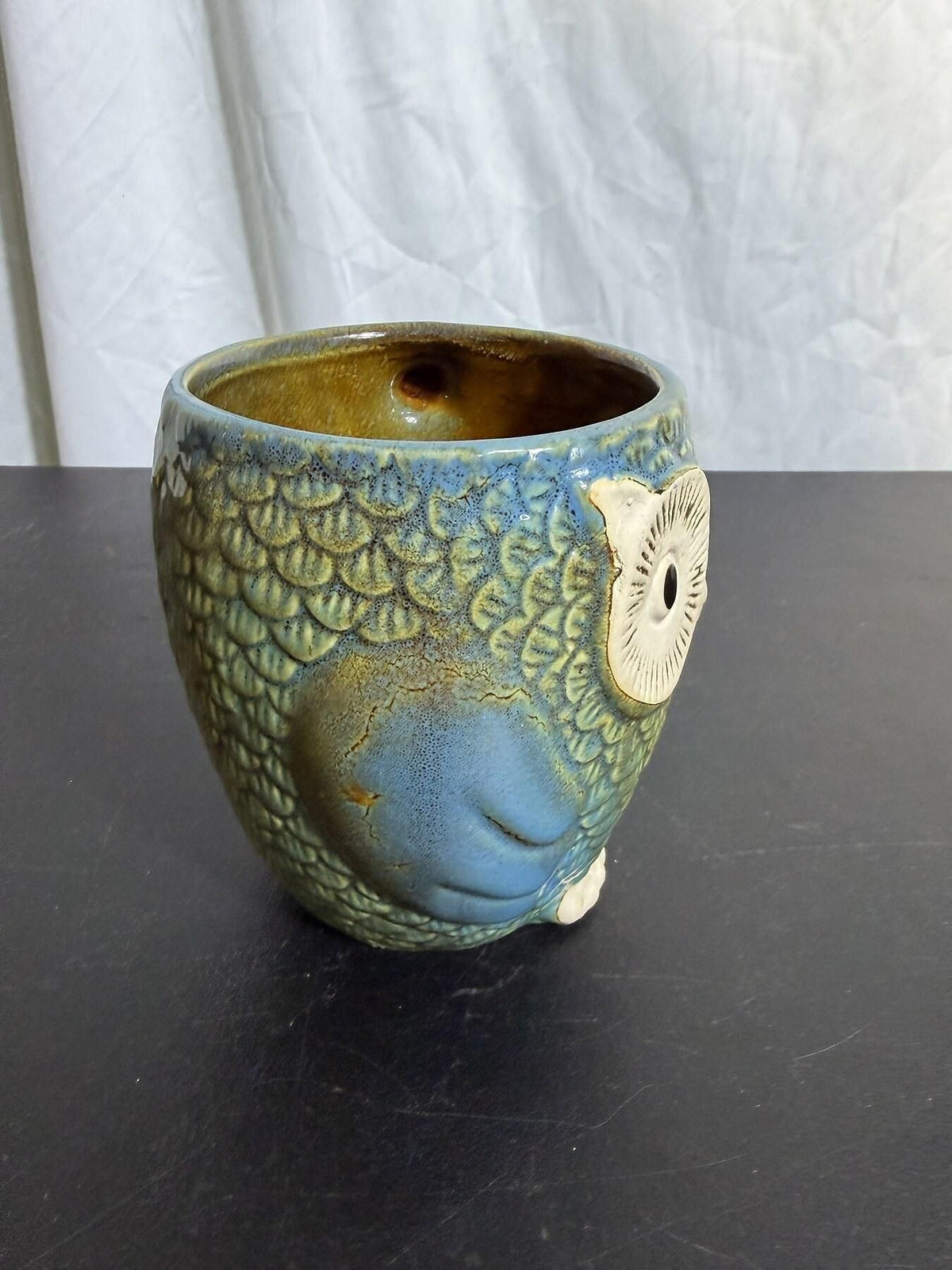 PACIFICA HOME-DESIGN 2002 Reactive Owl Ceramic Mug Blue-Green - Wormhole Thrift