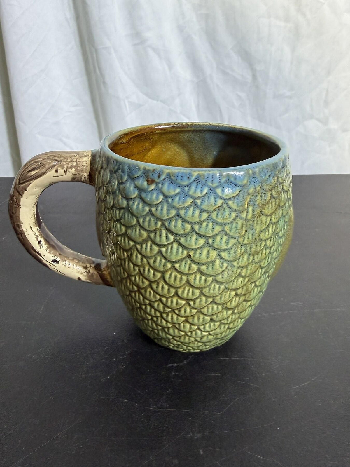 PACIFICA HOME-DESIGN 2002 Reactive Owl Ceramic Mug Blue-Green - Wormhole Thrift