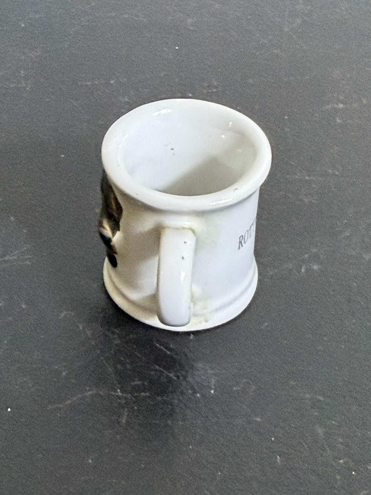Miniature Ceramic Rottweiler Dog Head Mug - Small Collectible Cup - Wormhole Thrift