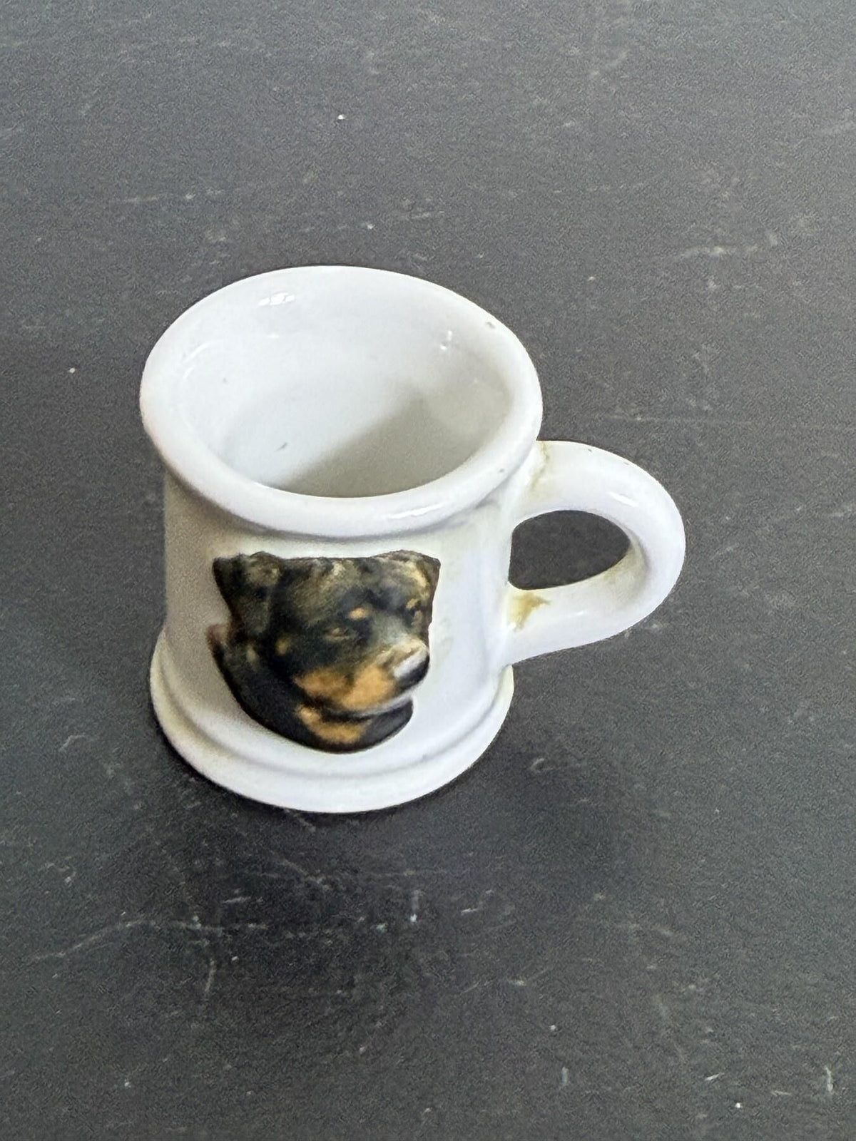 Miniature Ceramic Rottweiler Dog Head Mug - Small Collectible Cup - Wormhole Thrift
