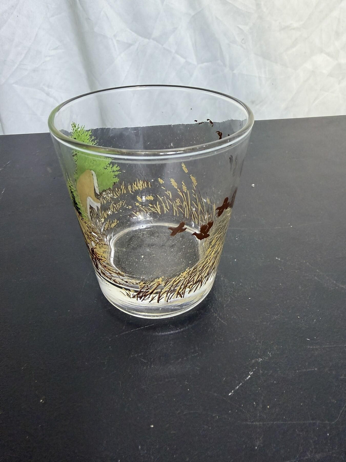Retro Style Deer & Ducks Wildlife Scene Glass Tumbler - Wormhole Thrift