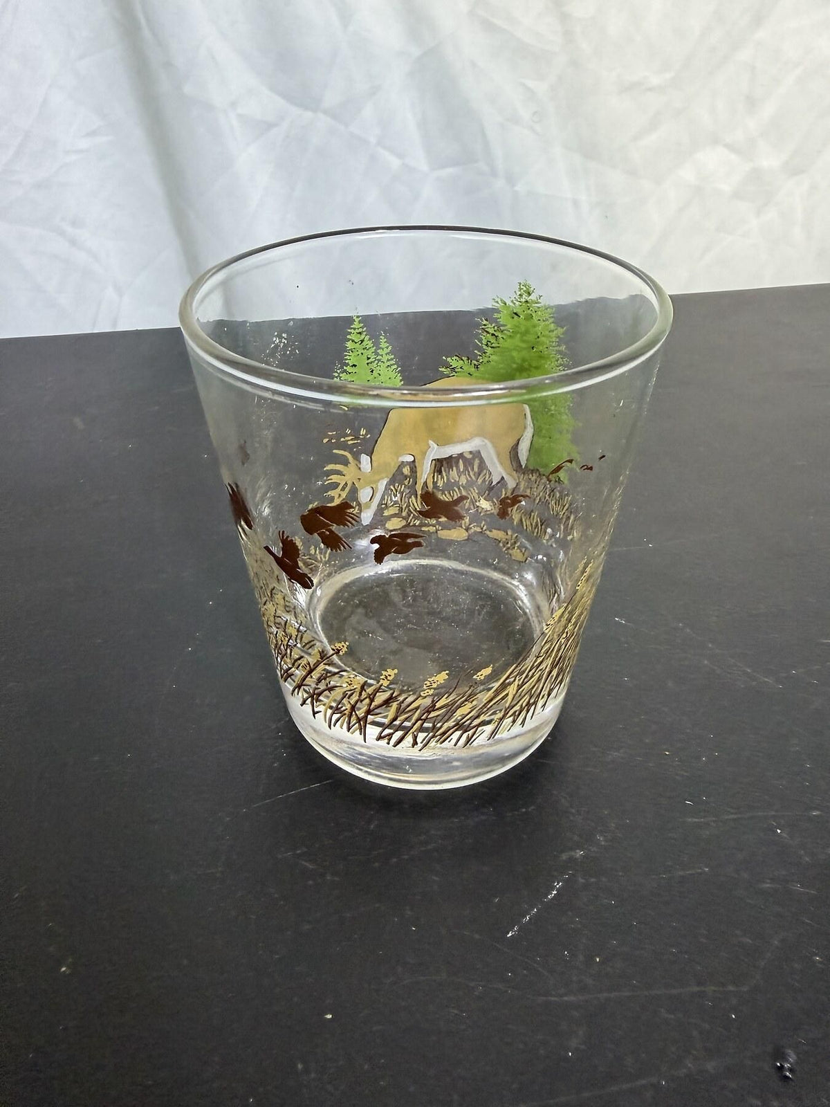 Retro Style Deer & Ducks Wildlife Scene Glass Tumbler - Wormhole Thrift