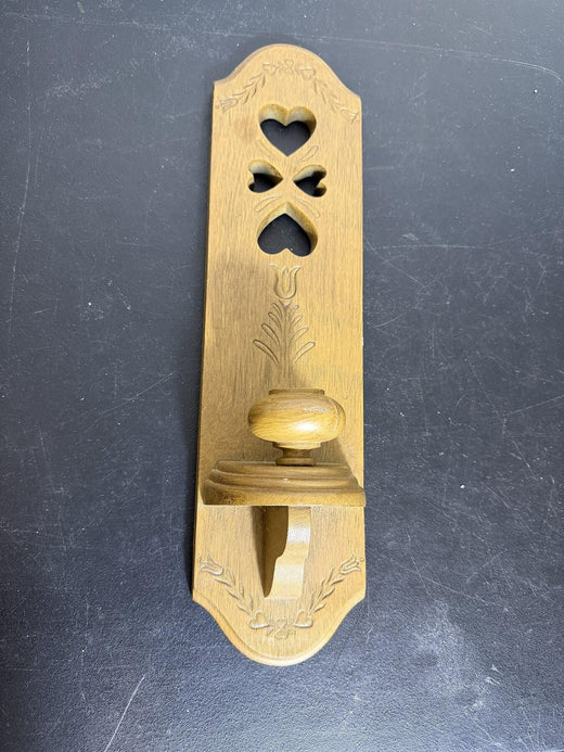 Vintage Burwood Prod Co 1986 Wood Tone Wall Sconce - Wormhole Thrift