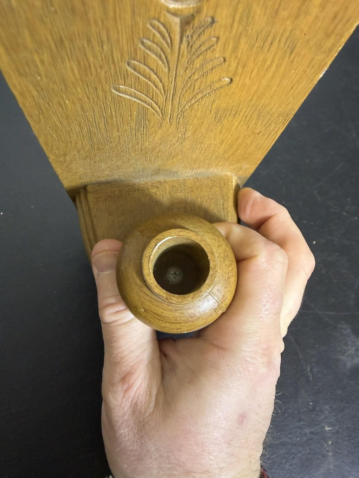 Vintage Burwood Prod Co 1986 Wood Tone Wall Sconce - Wormhole Thrift