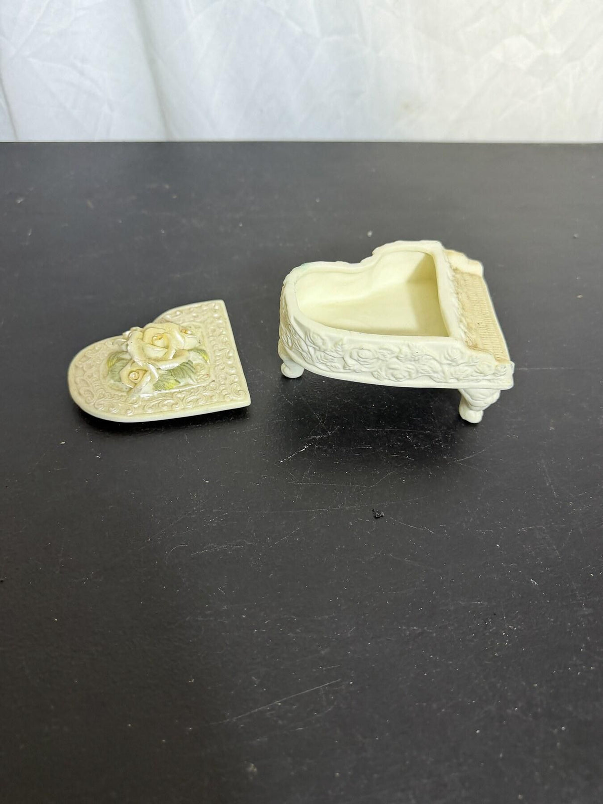 Grand Piano Trinket Box with Roses Floral Relief Made in China - Wormhole Thrift