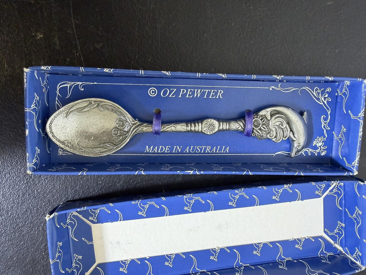 OZ Pewter Dolphin Spoon - Made in Australia - Collectible Vintage - Wormhole Thrift