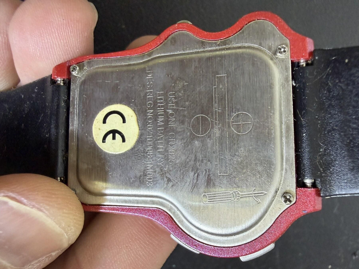Vintage PalmWatch Digital Data Bank Calculator Watch Red & Black Strap - Wormhole Thrift