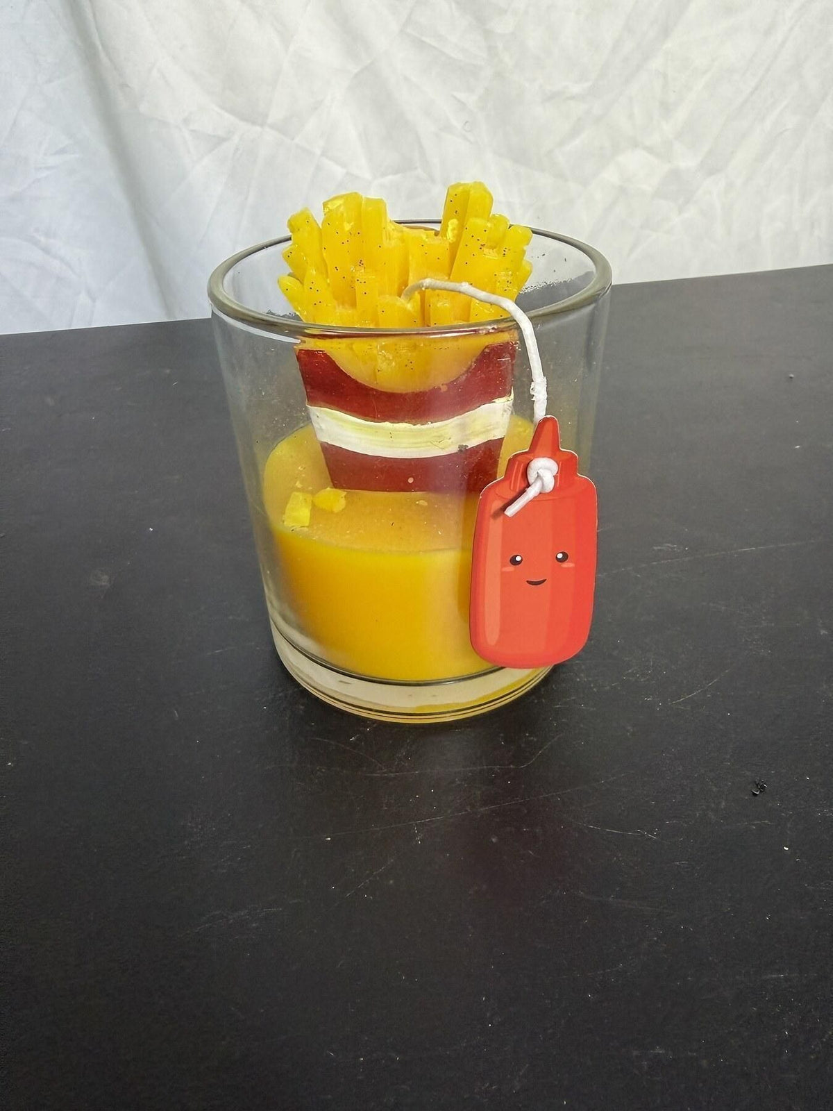 French Fries & Ketchup Scented Candle in Glass Jar Novelty Food Decor - Wormhole Thrift