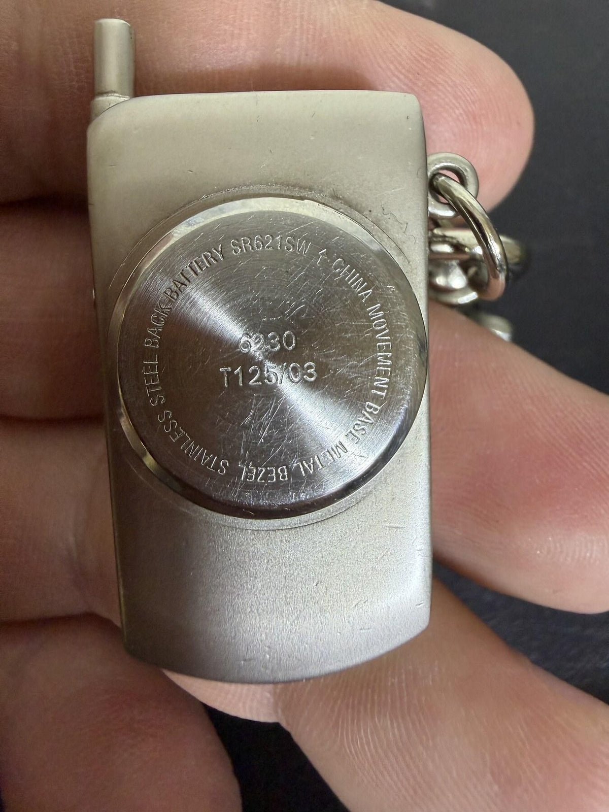 Miniature Flip Phone Keychain with Holographic Screen & Clock Movement - Wormhole Thrift