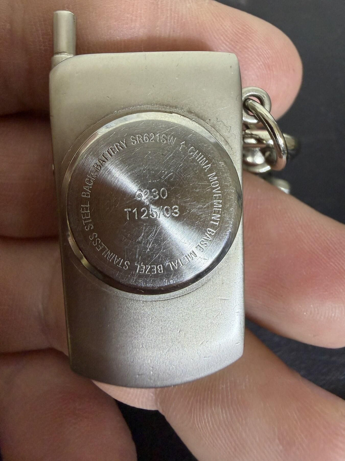 Miniature Flip Phone Keychain with Holographic Screen & Clock Movement - Wormhole Thrift