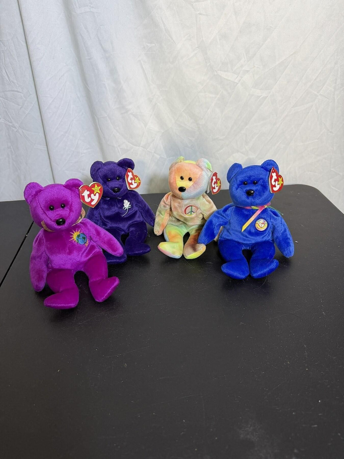 Lot of 4 Ty Beanie Babies Plush Teddy Bears - Millennium Peace Princess Clubby - Wormhole Thrift