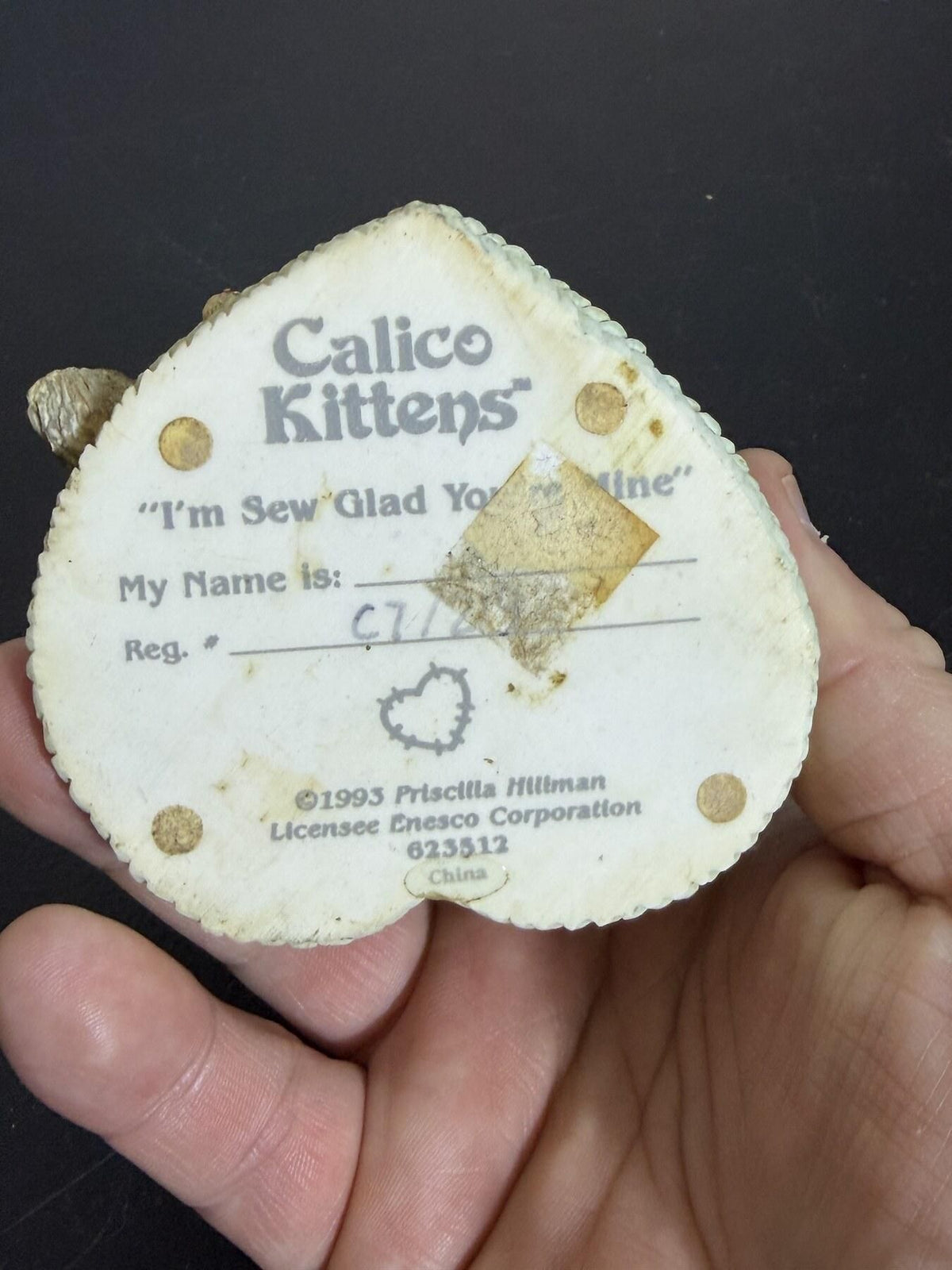 Calico Kittens "I'm Sew Glad You Are Mine" Cat Figurine Enesco 1993 - Wormhole Thrift