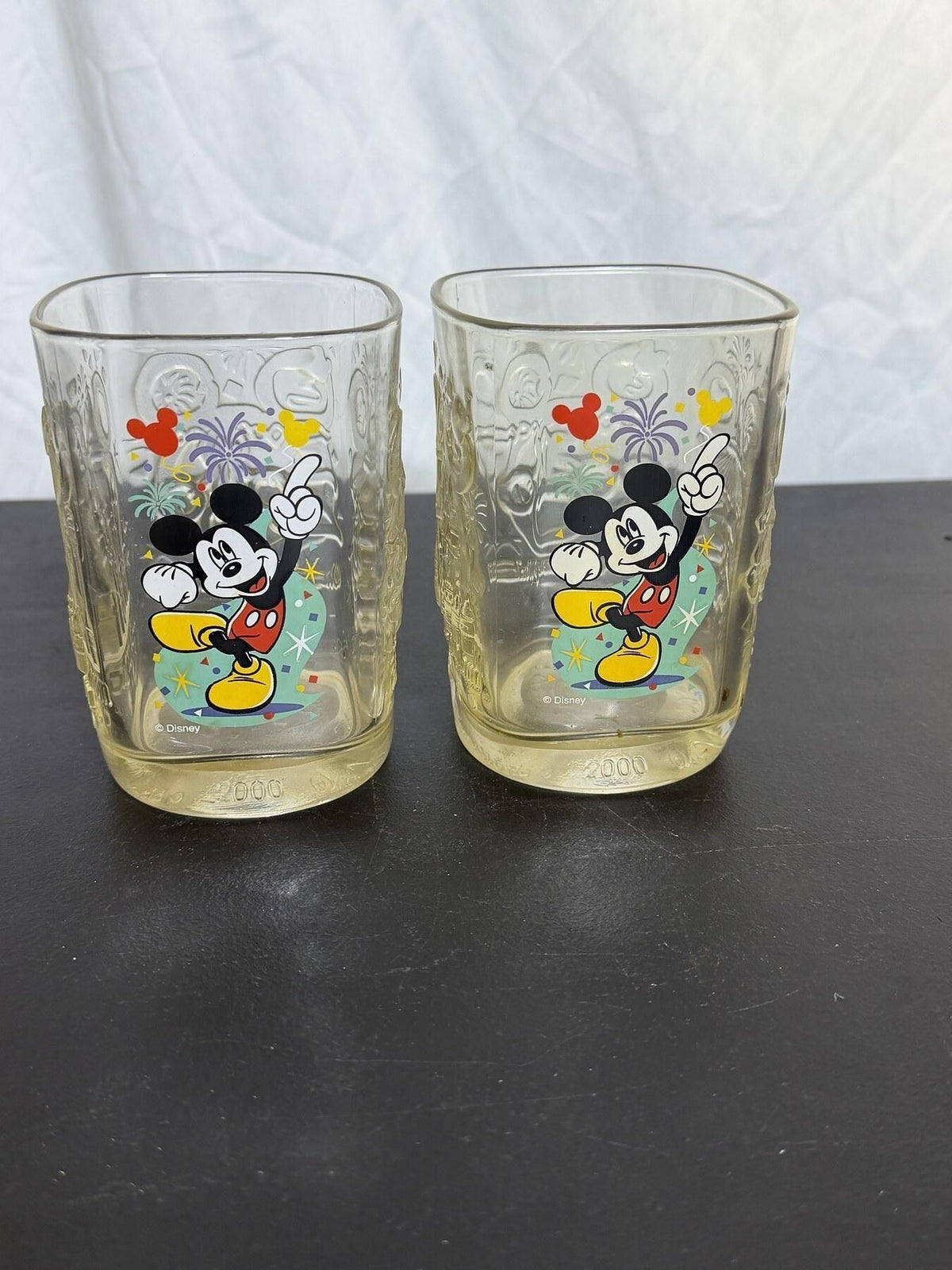 Lot of 2 Disney Mickey Mouse 2000 McDonald’s Glass Tumblers - Wormhole Thrift
