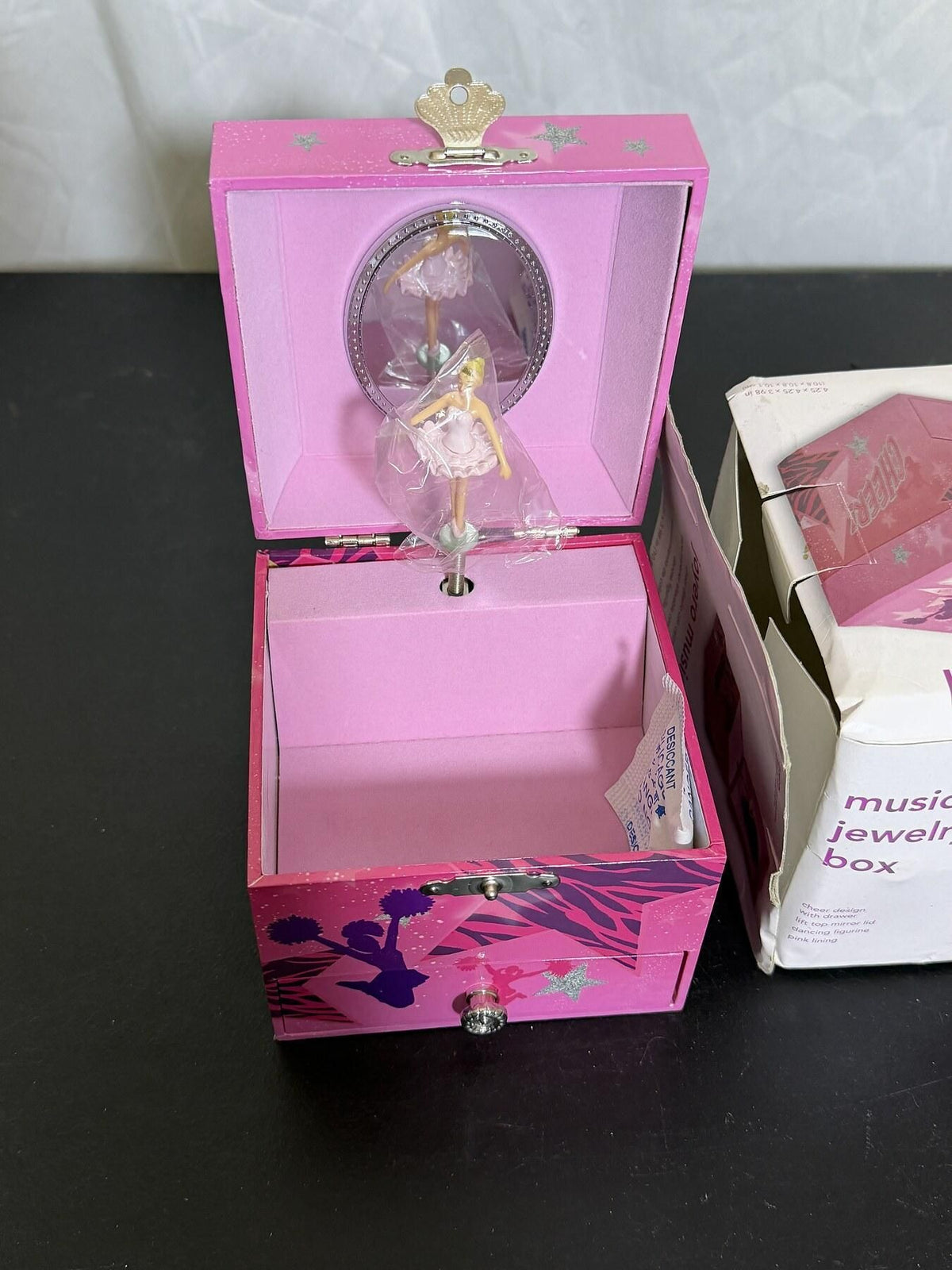 JAKOS LTD Cheer Musical Jewelry Box w/ Ballerina Figurine & Drawer - Wormhole Thrift