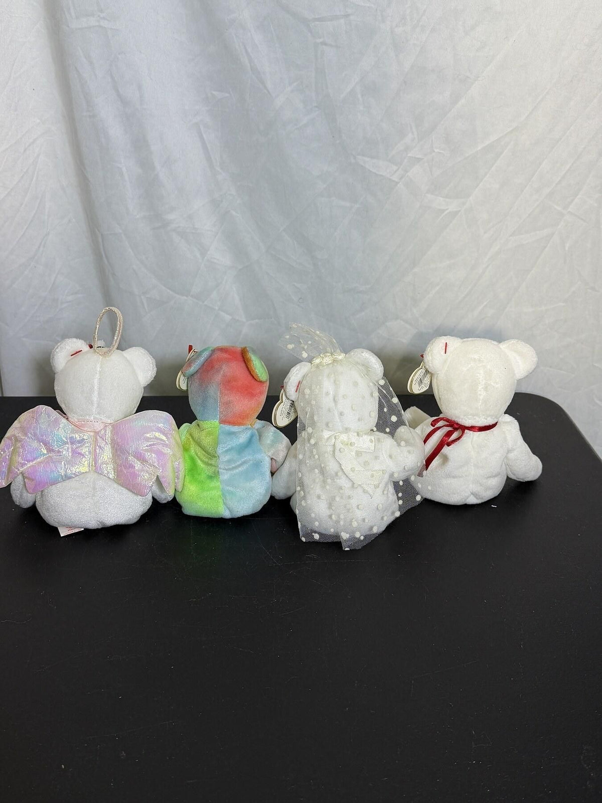 Lot of 4 Ty Beanie Babies: Peace, Halo, Valentino & Wedding Bear - Wormhole Thrift