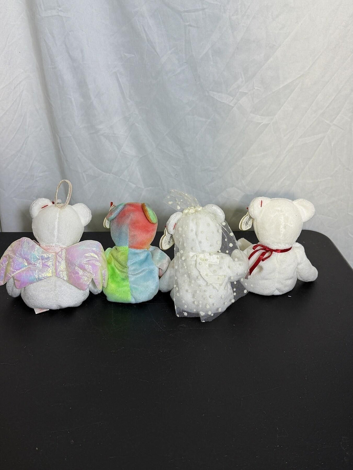 Lot of 4 Ty Beanie Babies: Peace, Halo, Valentino & Wedding Bear - Wormhole Thrift