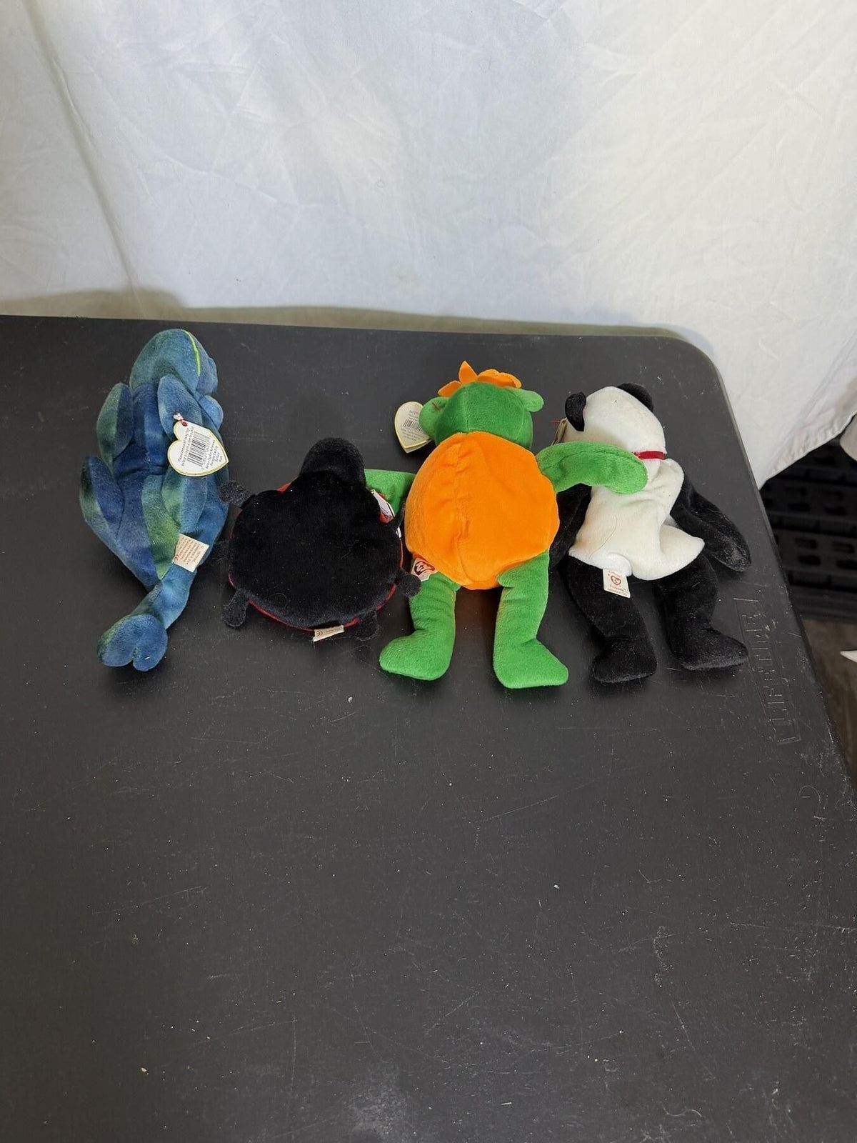 Lot of 4 Ty Beanie Babies: Pumkin, Lucky, Panda, Manny Plush Toys - Wormhole Thrift