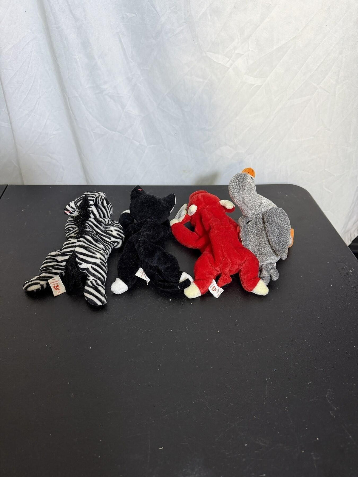 Lot of 4 TY Beanie Babies: Ziggy, Snort, Cat & Goose Plush - Wormhole Thrift