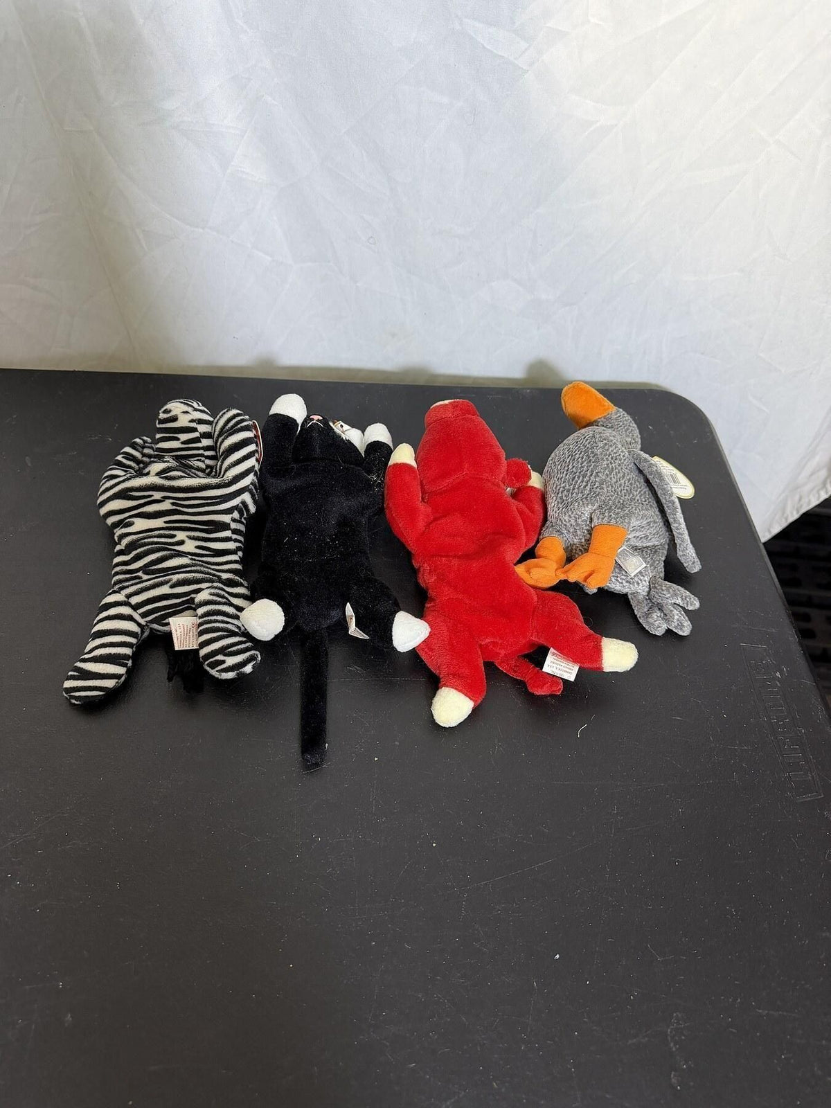 Lot of 4 TY Beanie Babies: Ziggy, Snort, Cat & Goose Plush - Wormhole Thrift